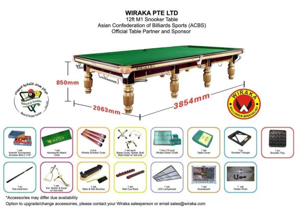 طاولة سنوكر 12 قدم wiraka M-1