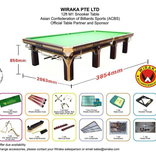 طاولة سنوكر 12 قدم WIRAKA M-1 CLASSIC